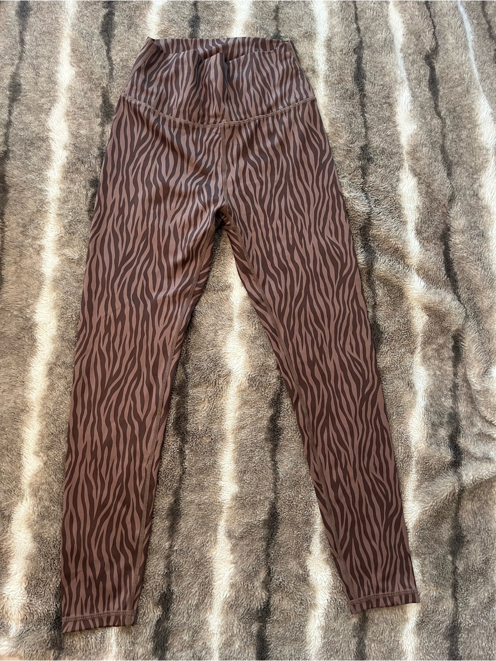 Brown Zebra Print High-Waist Leggings